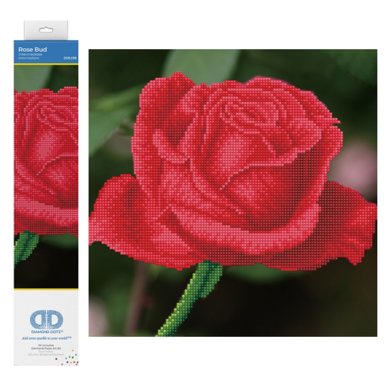 Diamond Dotz Rose Bud Flower Diamond Painting Kits for Adults - Diamond Art Kits a Relaxing Creative Craft Kit with Dotz Gems 12x12